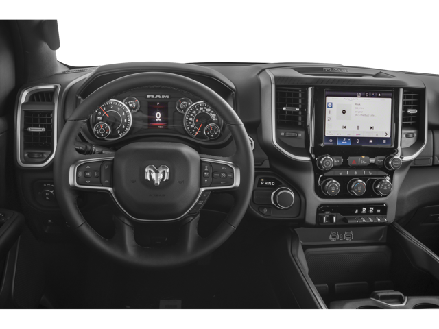 Car interior with black seats and touchscreen display