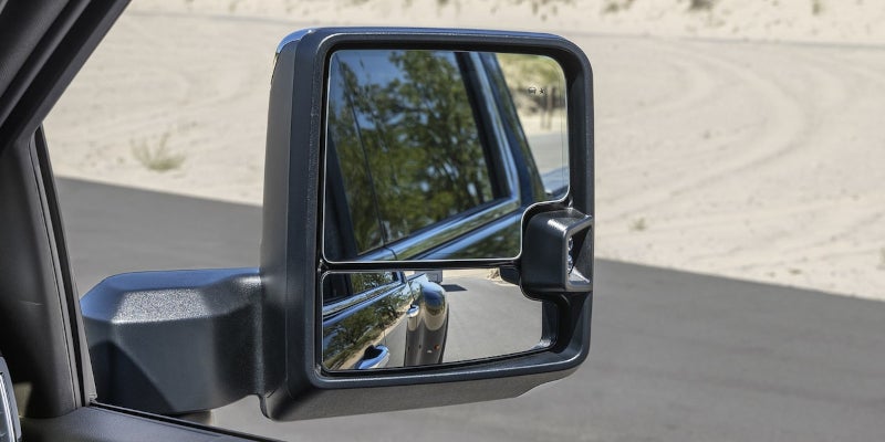 Exterior view of the GMC Sierra 3500 HD showcasing its side mirror.