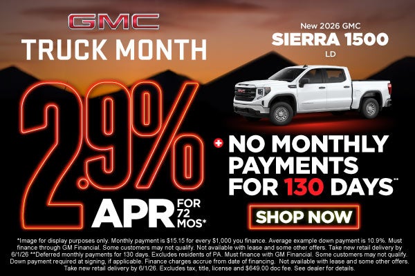 New 2026 GMC Sierra 1500 LD	"2.9% APR for 72 Months* + No 