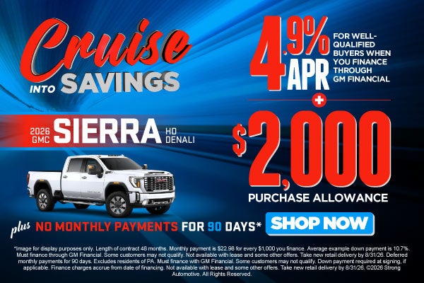 2026 GMC SIERRA HD DENALI	"4.9% APR FOR WELL-QUALIFIED BUYER