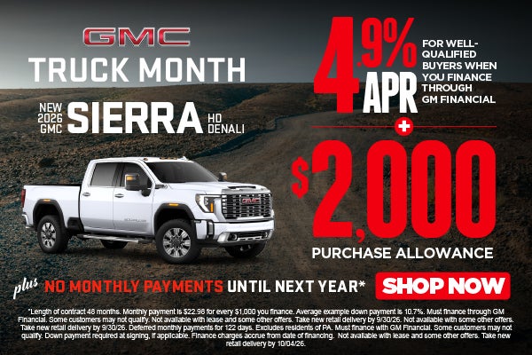 NEW 2026 GMC SIERRA HD DENALI	"4.9% APR for well-qualified b