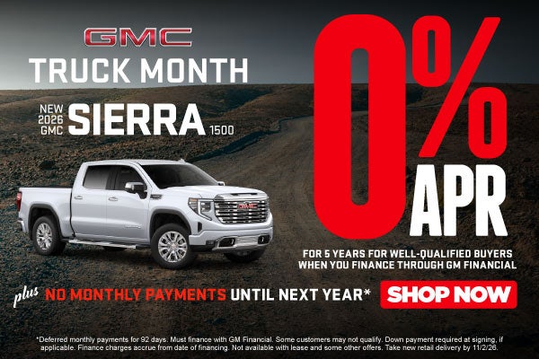 NEW 2026 GMC SIERRA 1500	"0% APR FOR 5 YEARS for well-qualif